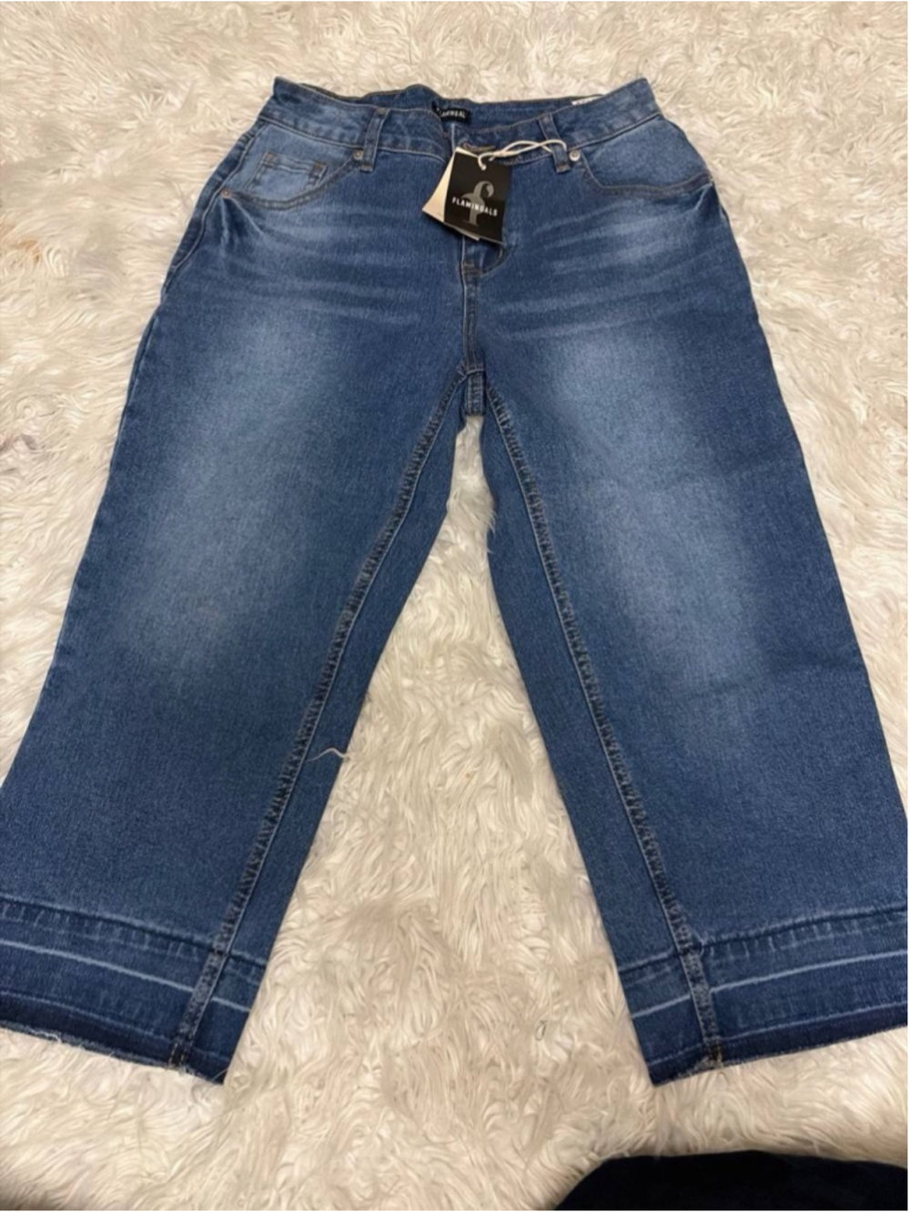 Flamingals mid-rise wide-leg cropped denim jeans